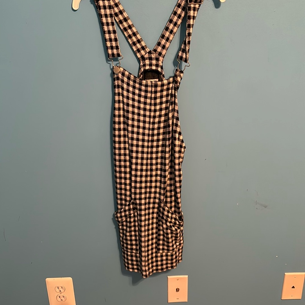 Plaid overall dress